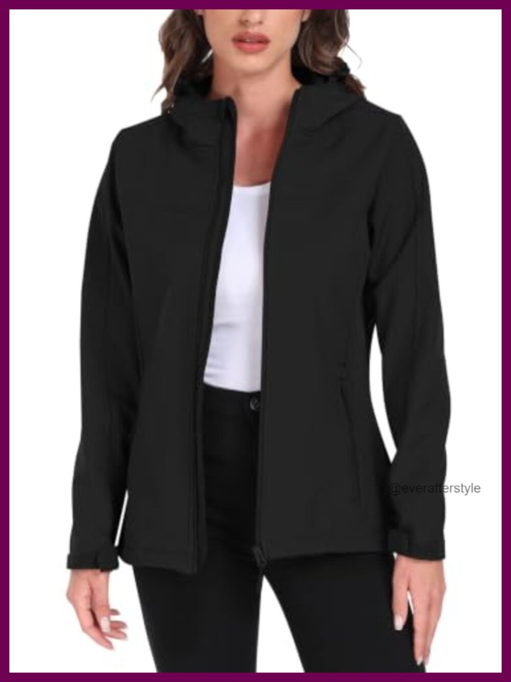 Women's Fleece Lined Softshell Jacket Hood Lightweight Waterproof